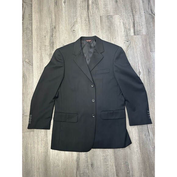 Cianni Cellini Men's 100% Wool Black Suit Set 2 Piece Jacket Sz 40S Pants Sz 34S - Picture 2 of 16
